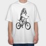 Dog on Bike, Tricou Oversize Barbati (Unisex)