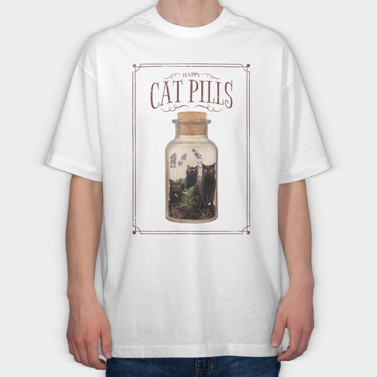 Happy Cat Pills, Tricou Oversize Barbati (Unisex)