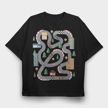 Race Track, Tricou Oversize Barbati (Unisex)