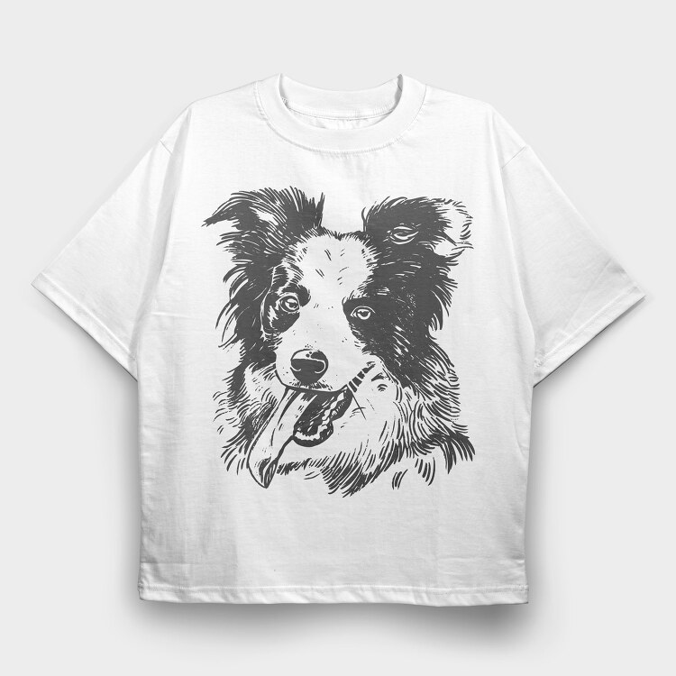 Happy Collie, Tricou Oversize Barbati (Unisex)