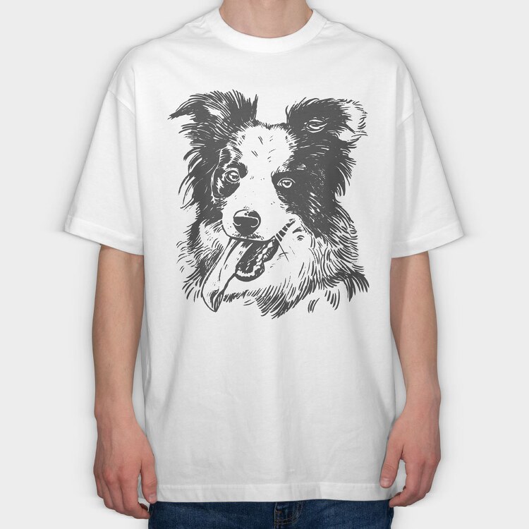Happy Collie, Tricou Oversize Barbati (Unisex)