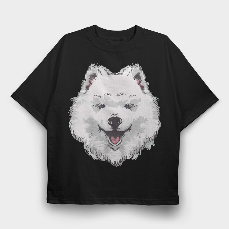 Dog Samoyed, Tricou Oversize Barbati (Unisex)