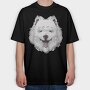 Dog Samoyed, Tricou Oversize Barbati (Unisex)