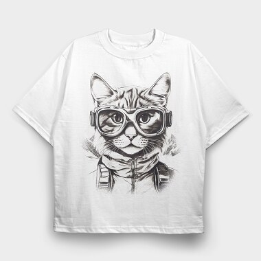 Cat Galsses Draw, Tricou Oversize Barbati (Unisex)