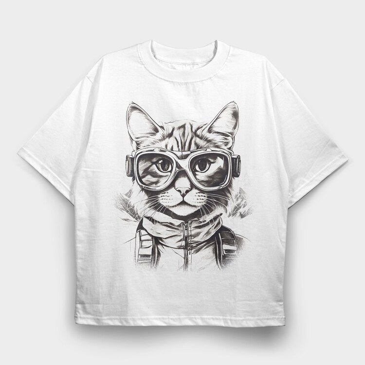 Cat Galsses Draw, Tricou Oversize Barbati (Unisex)
