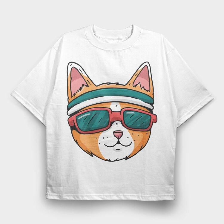 Cat Glasses 2, Tricou Oversize Barbati (Unisex)