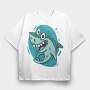 Happy Shark Cartoon, Tricou Oversize Barbati (Unisex)
