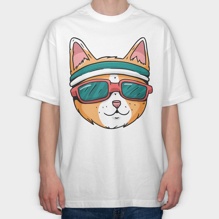 Cat Glasses 2, Tricou Oversize Barbati (Unisex)
