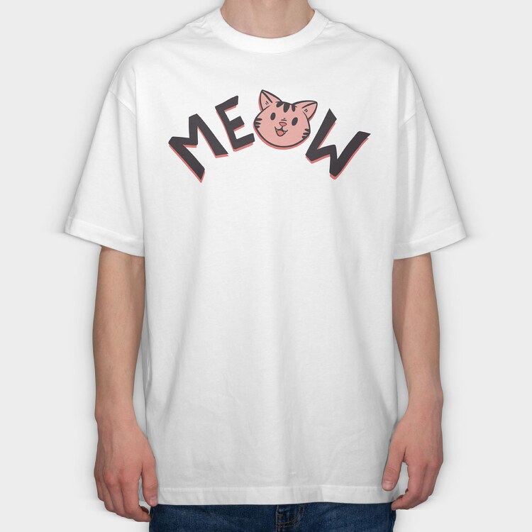 Meow Cute Cat, Tricou Oversize Barbati (Unisex)