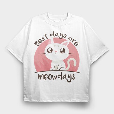 Meowdays Cat, Tricou Oversize Barbati (Unisex)