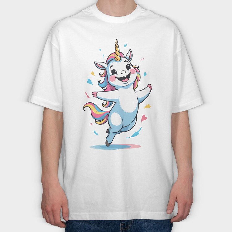Happy Unicorn, Tricou Oversize Barbati (Unisex)