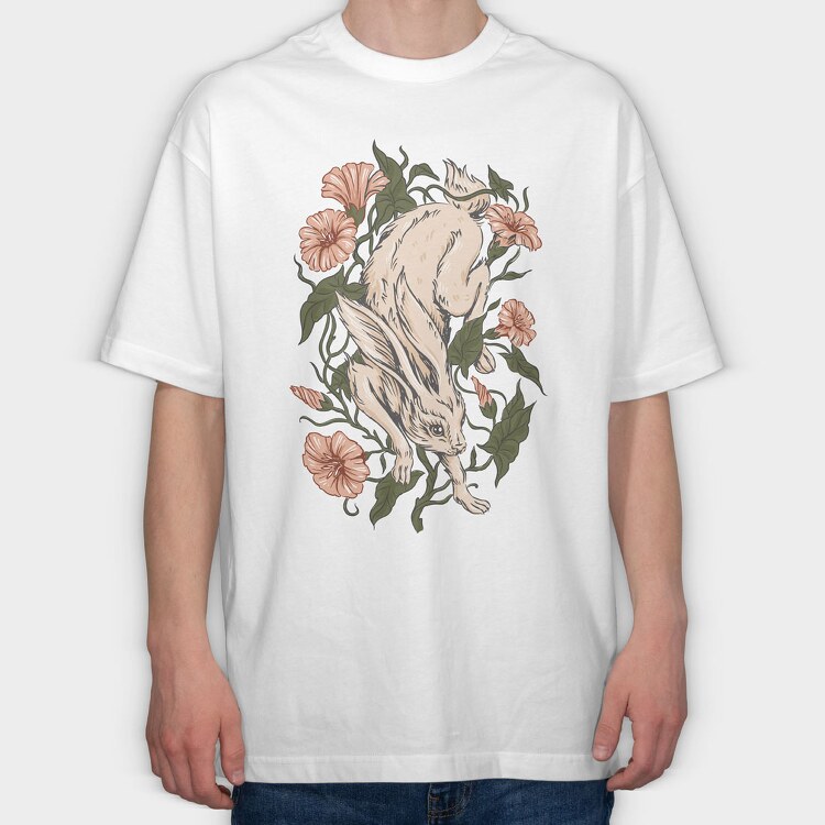 Hare Rabbit Ivy Flowers, Tricou Oversize Barbati (Unisex)