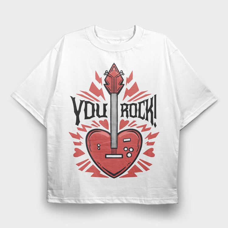 You Rock Love Guitar, Tricou Oversize Barbati (Unisex)