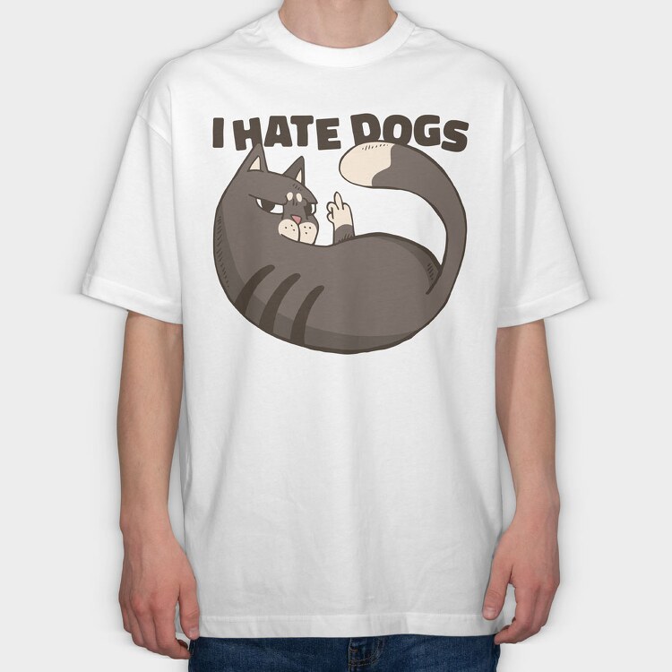 Cat Hate Dogs, Tricou Oversize Barbati (Unisex)