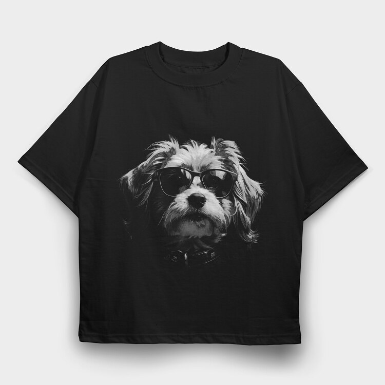 Dogs Unglasses Monochrome, Tricou Oversize Barbati (Unisex)