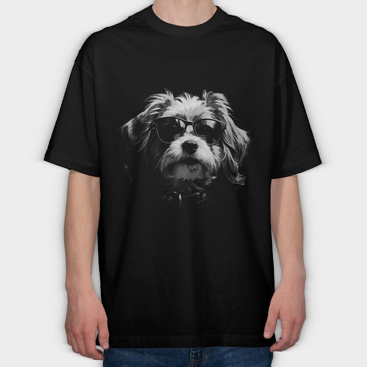 Dogs Unglasses Monochrome, Tricou Oversize Barbati (Unisex)
