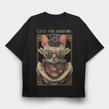 Steampunk Cat, Tricou Oversize Barbati (Unisex)