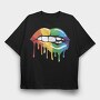 Rainbow Lips, Tricou Oversize Barbati (Unisex)