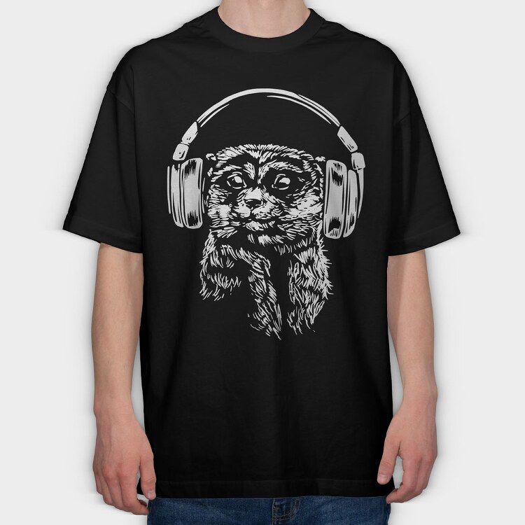 Headphones Meerkat, Tricou Oversize Barbati (Unisex)