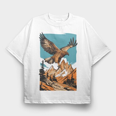Steppe Eagle Flying, Tricou Oversize Barbati (Unisex)