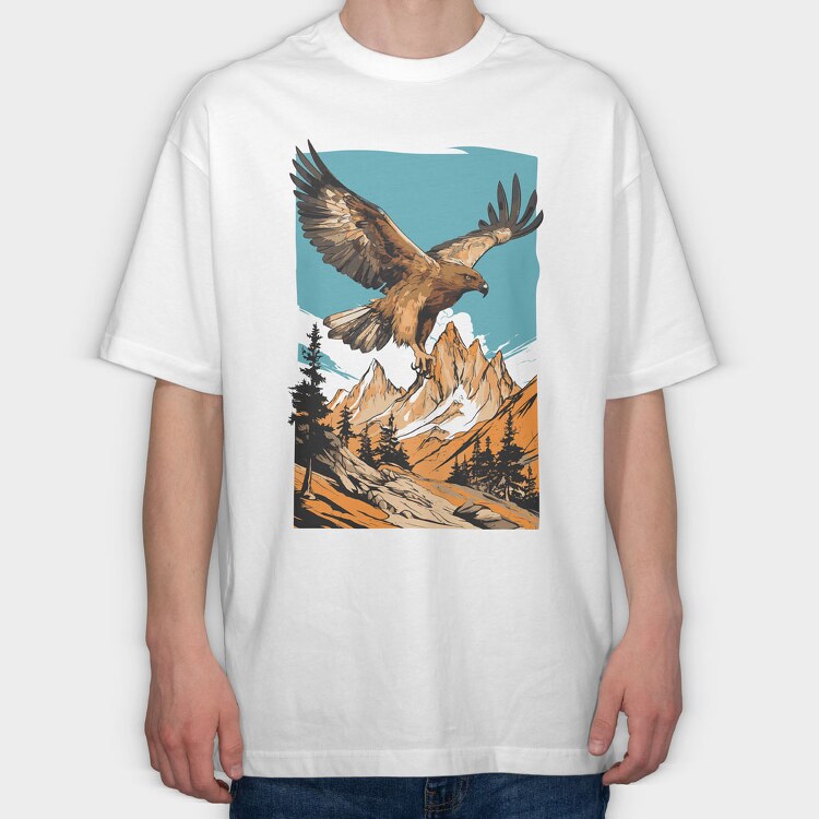 Steppe Eagle Flying, Tricou Oversize Barbati (Unisex)