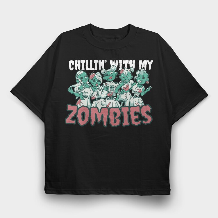 Zombie Besties, Tricou Oversize Barbati (Unisex)