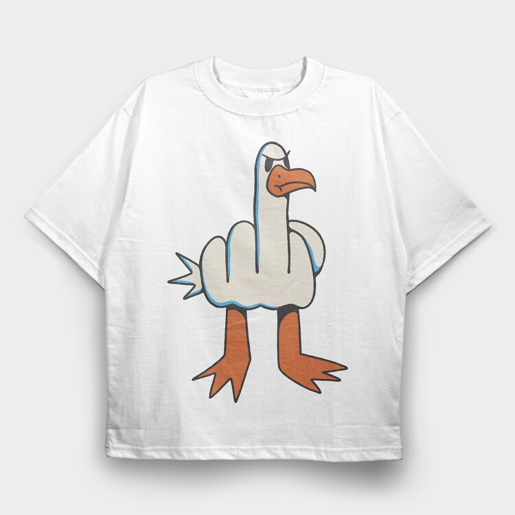Middle Finger Seagull, Tricou Oversize Barbati (Unisex)