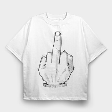 Middle Finger Sketch, Tricou Oversize Barbati (Unisex)