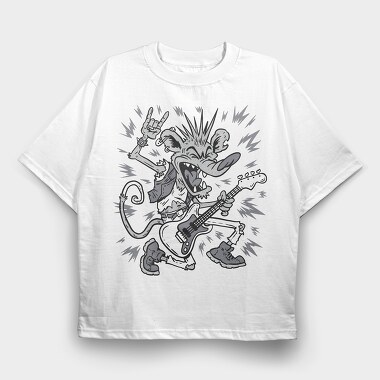 Rat Guitar Rock, Tricou Oversize Barbati (Unisex)