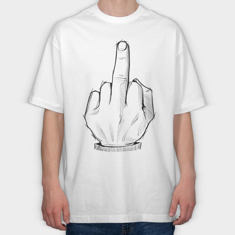 Middle Finger Sketch, Tricou Oversize Barbati (Unisex)