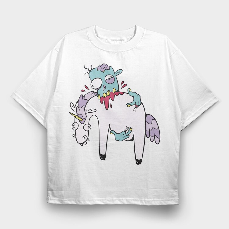 Zombie Eating Unicorn, Tricou Oversize Barbati (Unisex)