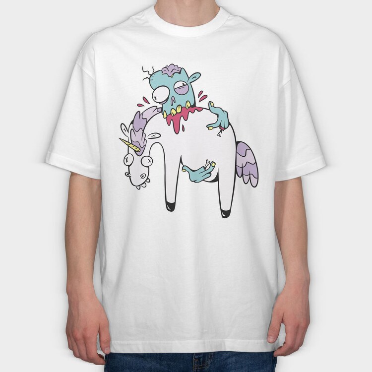 Zombie Eating Unicorn, Tricou Oversize Barbati (Unisex)