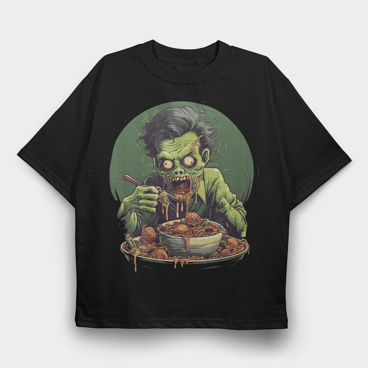 Zombie Eating, Tricou Oversize Barbati (Unisex)