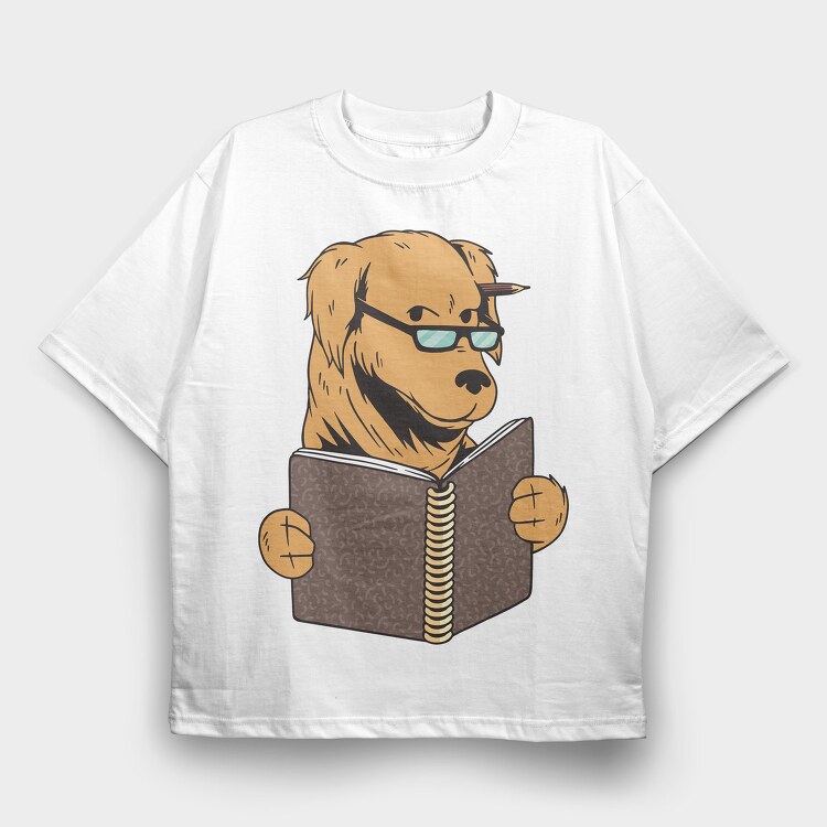 Studying Dog, Tricou Oversize Barbati (Unisex)