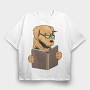 Studying Dog, Tricou Oversize Barbati (Unisex)