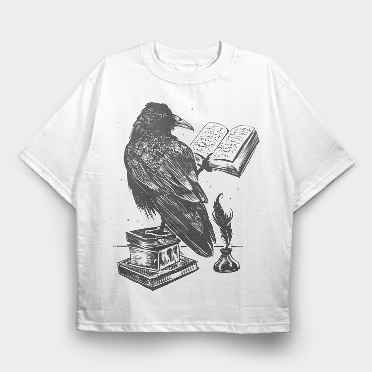 Raven Reading, Tricou Oversize Barbati (Unisex)