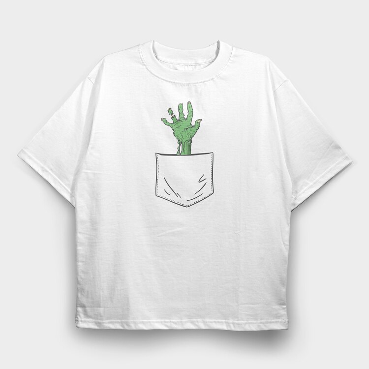 Zombie Hand Pocket, Tricou Oversize Barbati (Unisex)