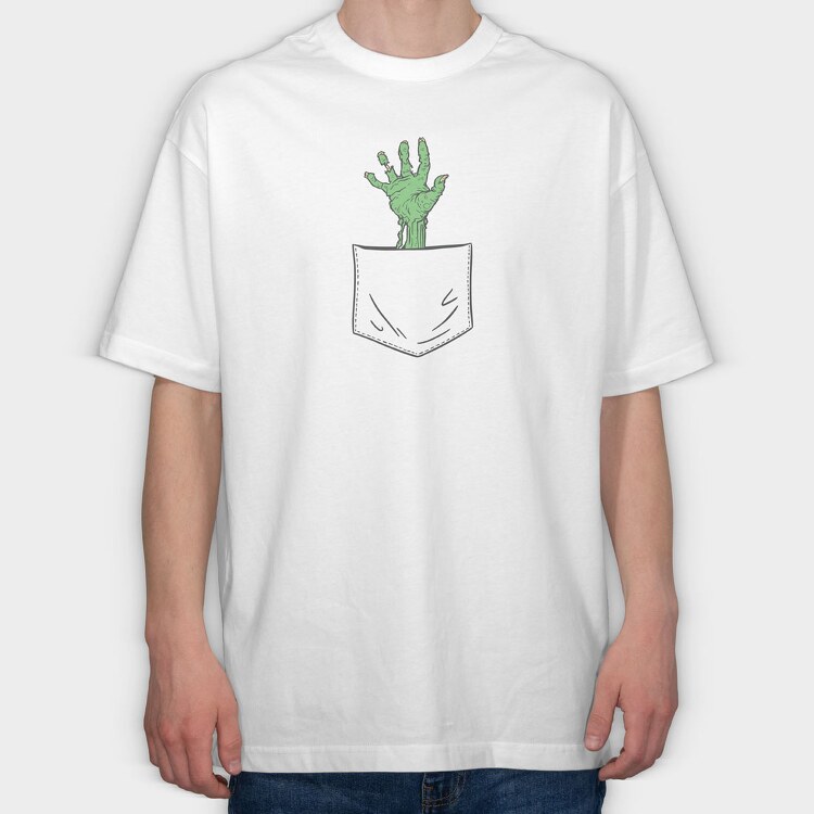 Zombie Hand Pocket, Tricou Oversize Barbati (Unisex)