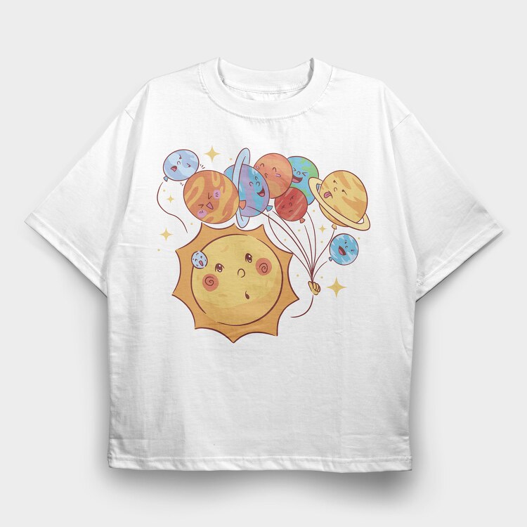 Milky Way Cartoon, Tricou Oversize Barbati (Unisex)