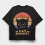 Cat Mommy Retro Sunset, Tricou Oversize Barbati (Unisex)