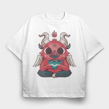 Mini Baphomet Coffee, Tricou Oversize Barbati (Unisex)