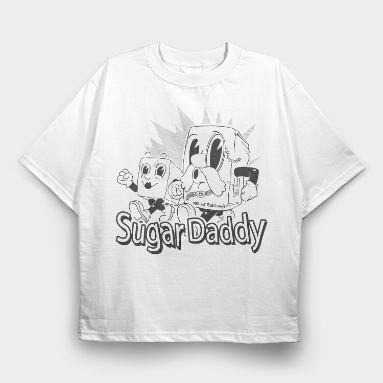Sugar Daddy Cartoon Old, Tricou Oversize Barbati (Unisex)