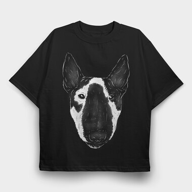 Miniature Bull Terrier, Tricou Oversize Barbati (Unisex)