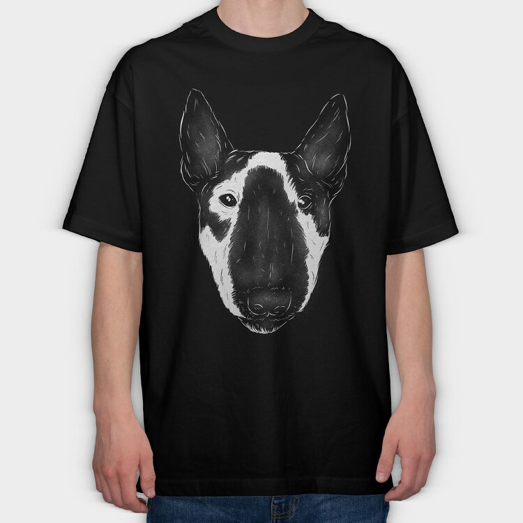Miniature Bull Terrier, Tricou Oversize Barbati (Unisex)