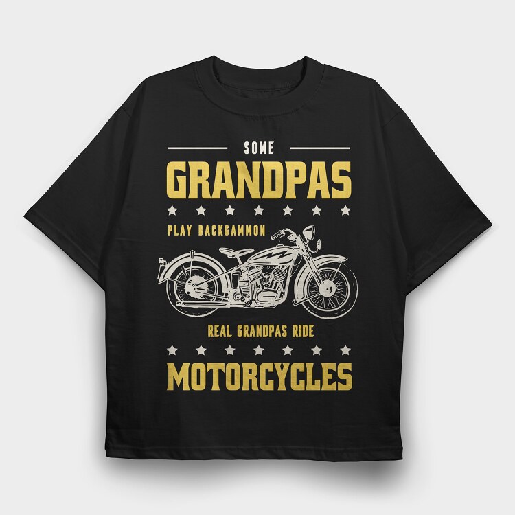 Real Graandpas Ride Motorcycles, Tricou Oversize Barbati (Unisex)
