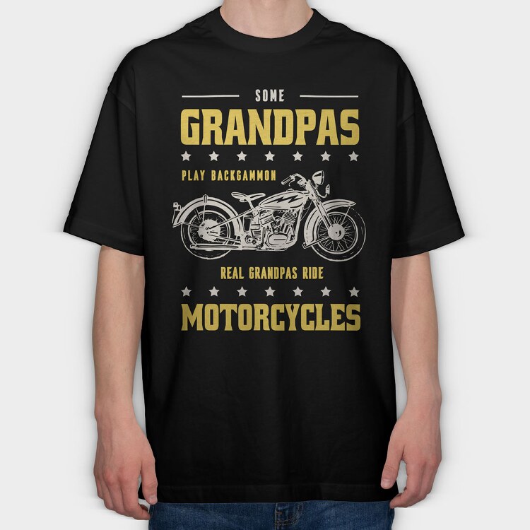 Real Graandpas Ride Motorcycles, Tricou Oversize Barbati (Unisex)