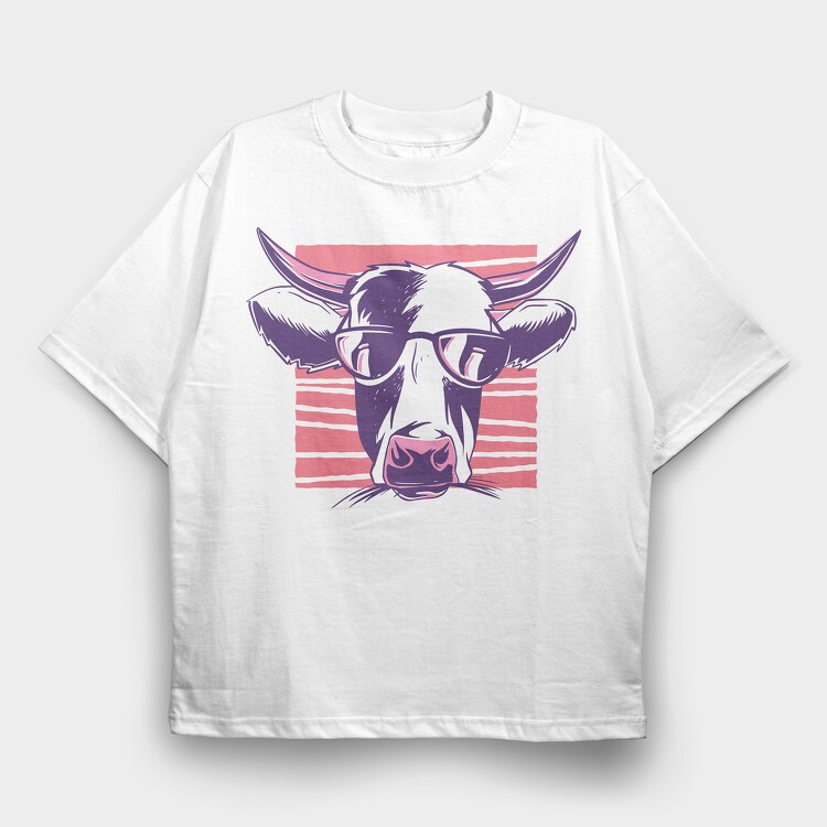Cow Galasses, Tricou Oversize Barbati (Unisex)