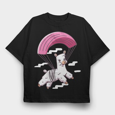 Skydiving Alpaca, Tricou Oversize Barbati (Unisex)