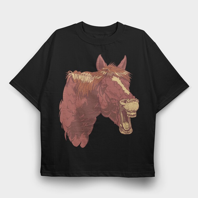 Horse Head, Tricou Oversize Barbati (Unisex)