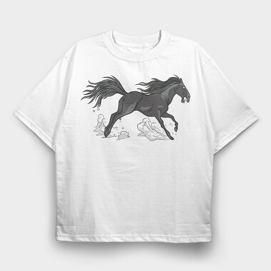 Horse Run, Tricou Oversize Barbati (Unisex)
